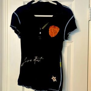 Alp N Rock short sleeve polo shirt. Love hurts. Torn and twisted